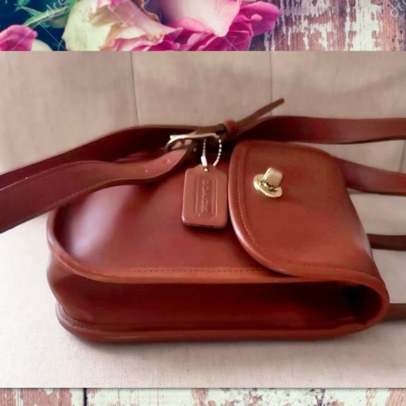 INTAGE COACH BRITISH TAN LEATHER CROSSBODY SIDEPACK BAG 9978 - Picture 11 of 17